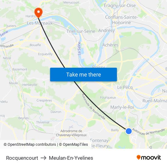 Rocquencourt to Meulan-En-Yvelines map