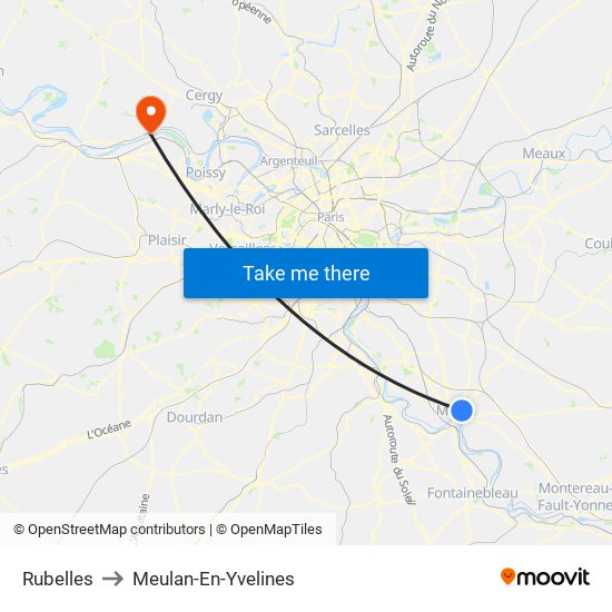 Rubelles to Meulan-En-Yvelines map