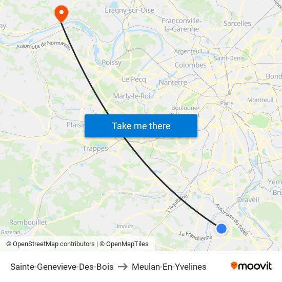 Sainte-Genevieve-Des-Bois to Meulan-En-Yvelines map