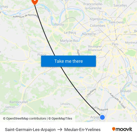 Saint-Germain-Les-Arpajon to Meulan-En-Yvelines map