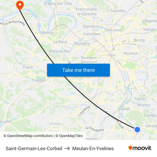 Saint-Germain-Les-Corbeil to Meulan-En-Yvelines map