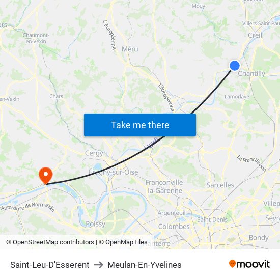 Saint-Leu-D'Esserent to Meulan-En-Yvelines map