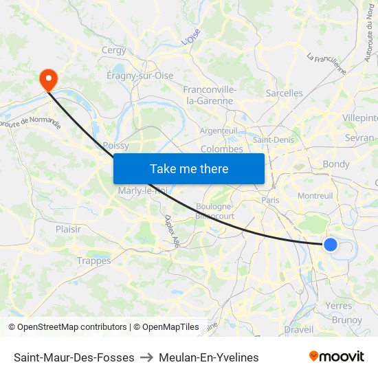 Saint-Maur-Des-Fosses to Meulan-En-Yvelines map