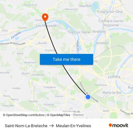 Saint-Nom-La-Breteche to Meulan-En-Yvelines map