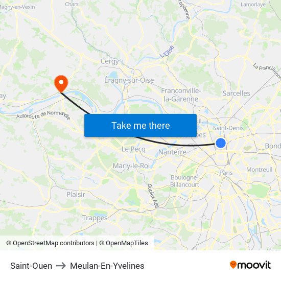 Saint-Ouen to Meulan-En-Yvelines map