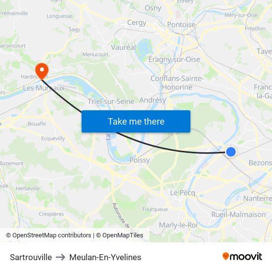 Sartrouville to Meulan-En-Yvelines map