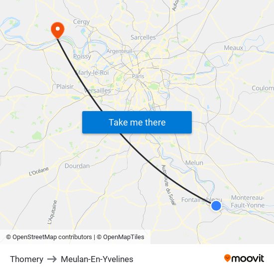 Thomery to Meulan-En-Yvelines map