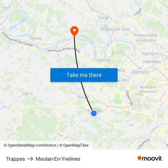 Trappes to Meulan-En-Yvelines map