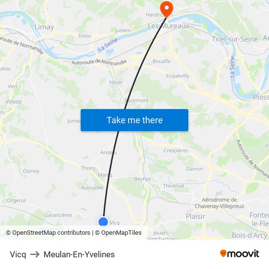 Vicq to Meulan-En-Yvelines map