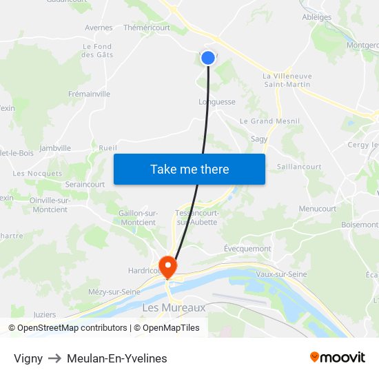 Vigny to Meulan-En-Yvelines map