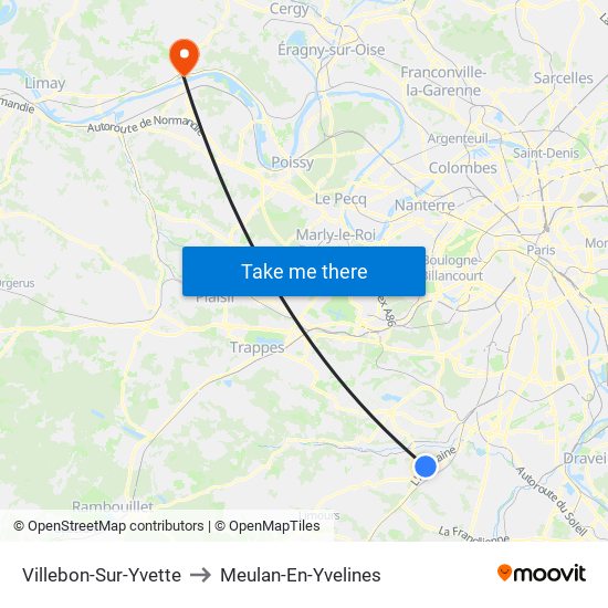 Villebon-Sur-Yvette to Meulan-En-Yvelines map