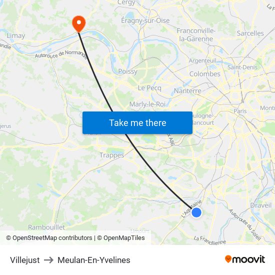 Villejust to Meulan-En-Yvelines map