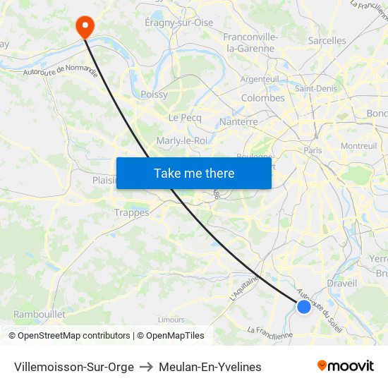 Villemoisson-Sur-Orge to Meulan-En-Yvelines map