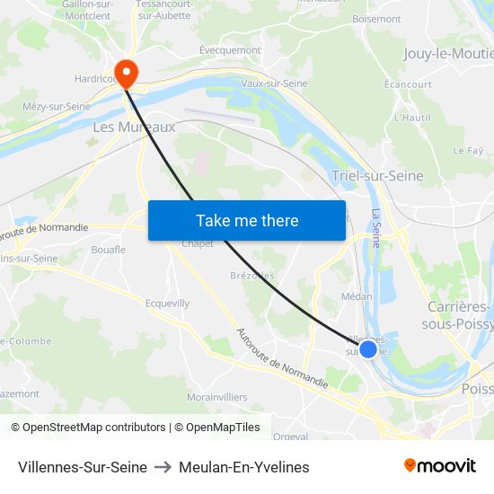 Villennes-Sur-Seine to Meulan-En-Yvelines map