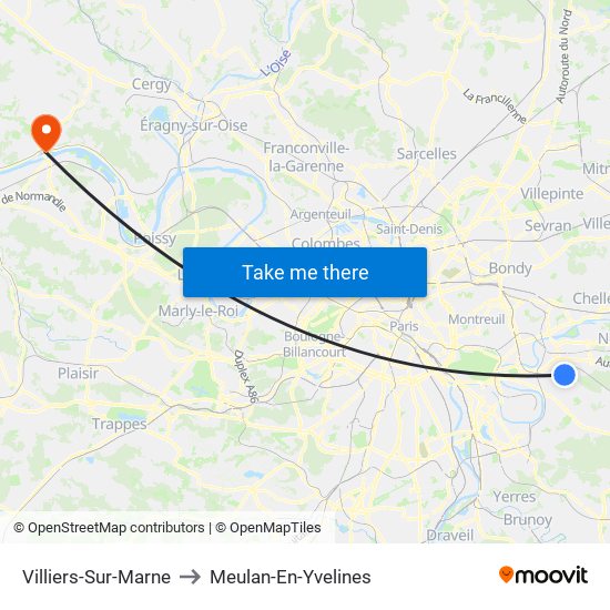Villiers-Sur-Marne to Meulan-En-Yvelines map