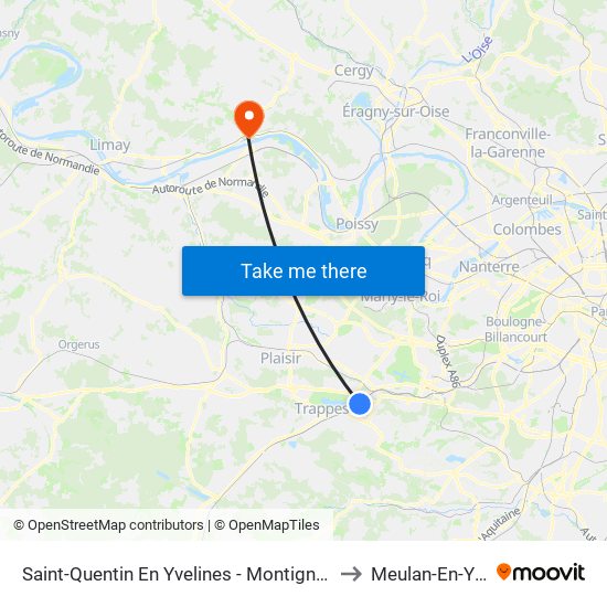 Saint-Quentin En Yvelines - Montigny-Le-Bretonneux to Meulan-En-Yvelines map