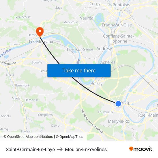 Saint-Germain-En-Laye to Meulan-En-Yvelines map