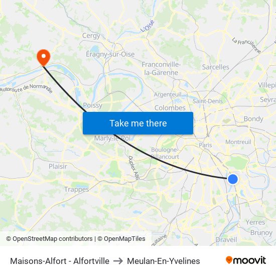 Maisons-Alfort - Alfortville to Meulan-En-Yvelines map