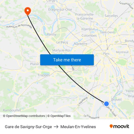 Gare de Savigny-Sur-Orge to Meulan-En-Yvelines map