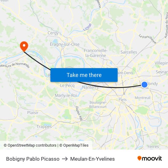 Bobigny Pablo Picasso to Meulan-En-Yvelines map