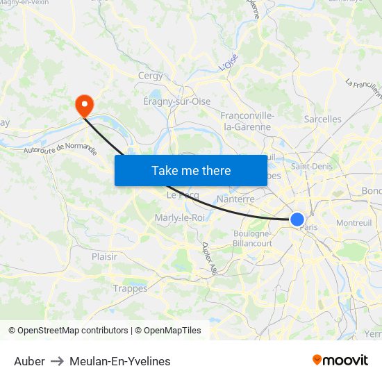 Auber to Meulan-En-Yvelines map