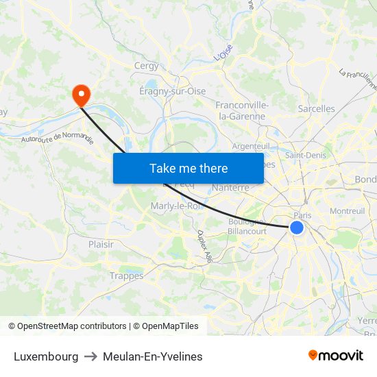 Luxembourg to Meulan-En-Yvelines map