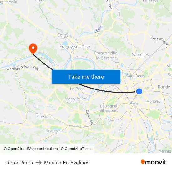 Rosa Parks to Meulan-En-Yvelines map