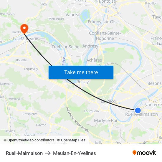 Rueil-Malmaison to Meulan-En-Yvelines map