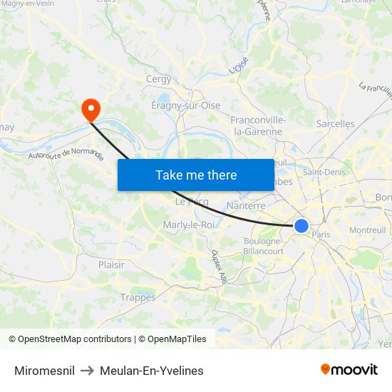 Miromesnil to Meulan-En-Yvelines map