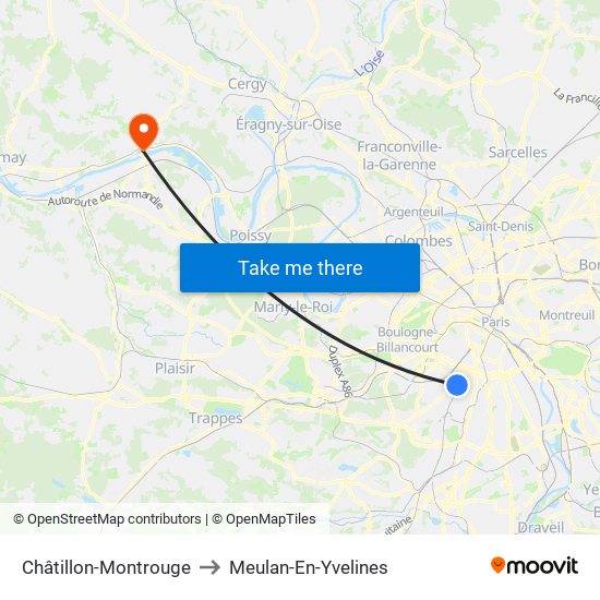 Châtillon-Montrouge to Meulan-En-Yvelines map