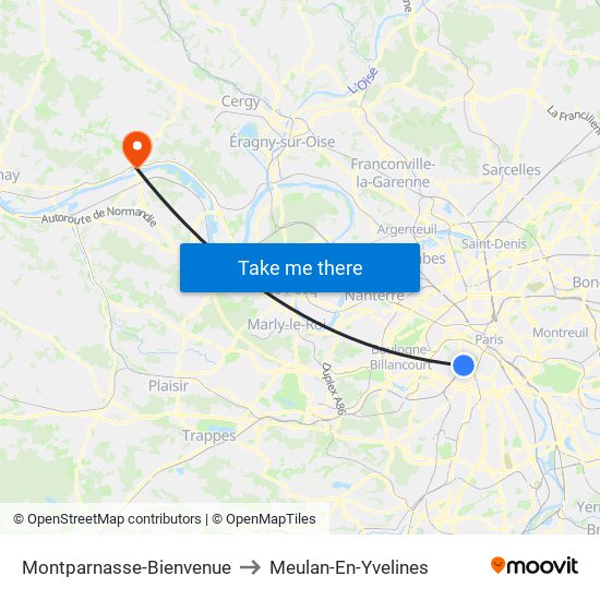 Montparnasse-Bienvenue to Meulan-En-Yvelines map