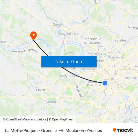 La Motte-Picquet - Grenelle to Meulan-En-Yvelines map