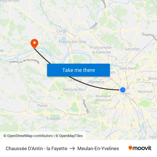 Chaussée D'Antin - la Fayette to Meulan-En-Yvelines map