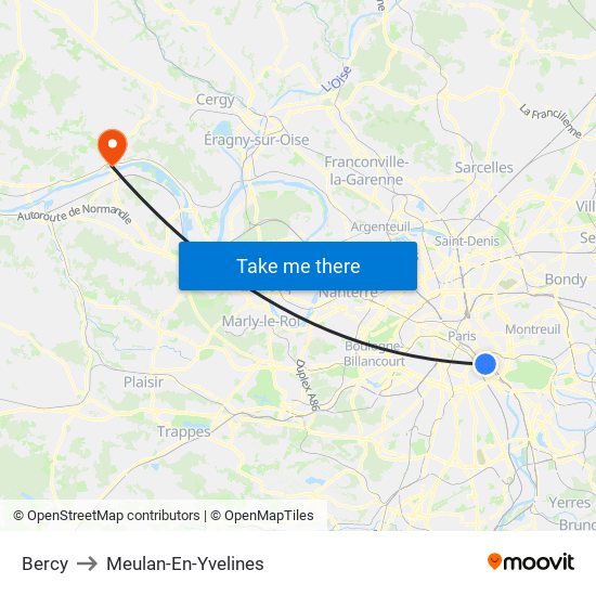 Bercy to Meulan-En-Yvelines map