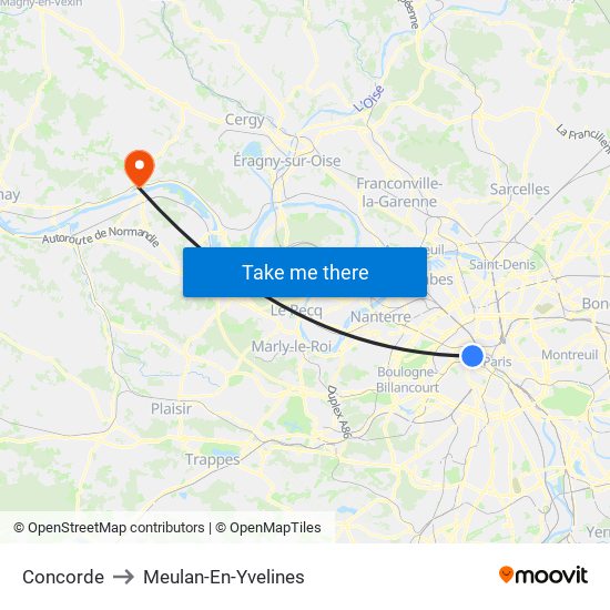 Concorde to Meulan-En-Yvelines map