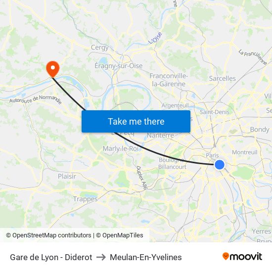 Gare de Lyon - Diderot to Meulan-En-Yvelines map