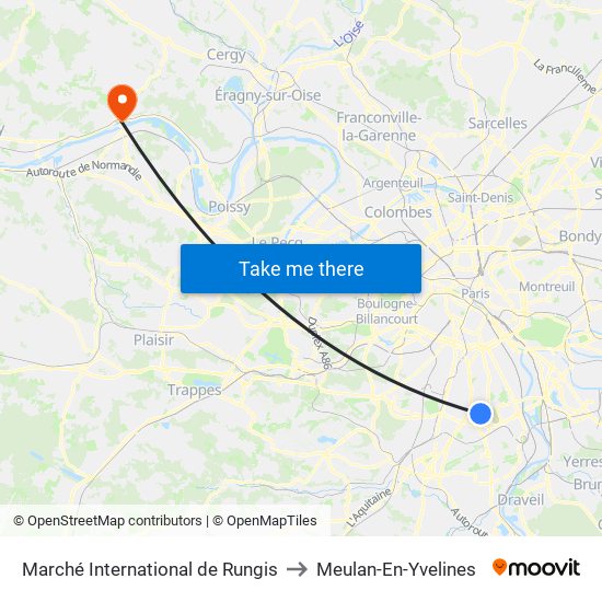 Marché International de Rungis to Meulan-En-Yvelines map