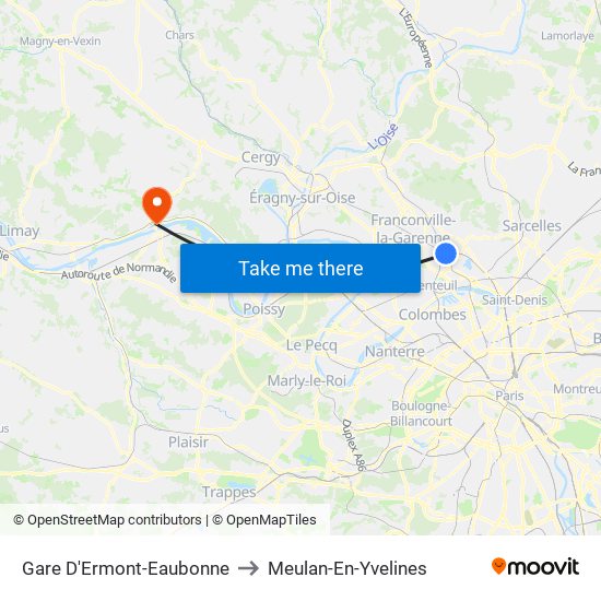 Gare D'Ermont-Eaubonne to Meulan-En-Yvelines map
