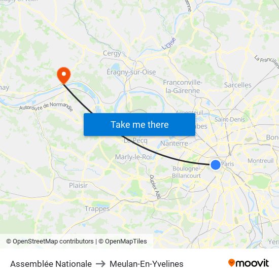 Assemblée Nationale to Meulan-En-Yvelines map