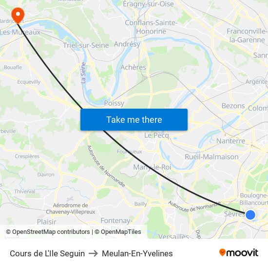 Cours de L'Ile Seguin to Meulan-En-Yvelines map