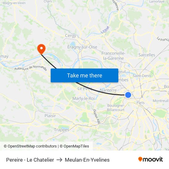 Pereire - Le Chatelier to Meulan-En-Yvelines map