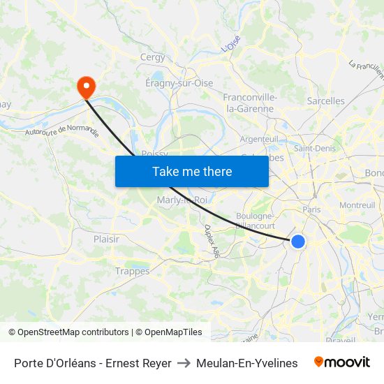 Porte D'Orléans - Ernest Reyer to Meulan-En-Yvelines map