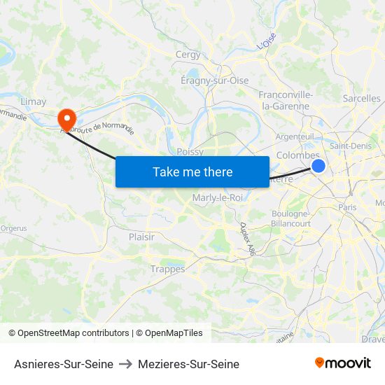 Asnieres-Sur-Seine to Mezieres-Sur-Seine map