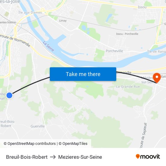 Breuil-Bois-Robert to Mezieres-Sur-Seine map