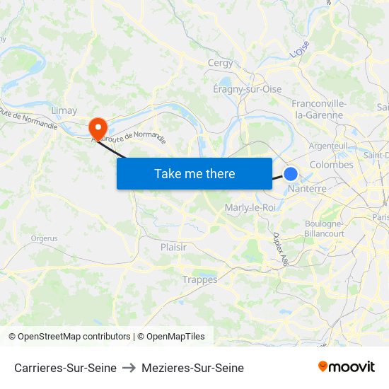 Carrieres-Sur-Seine to Mezieres-Sur-Seine map