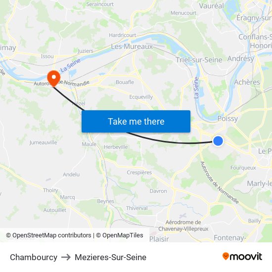Chambourcy to Mezieres-Sur-Seine map