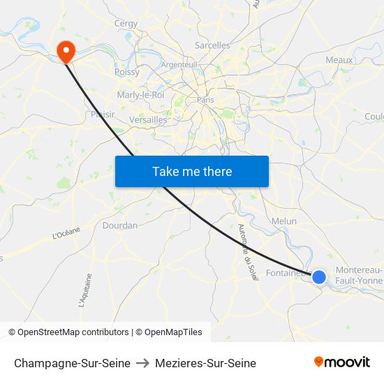 Champagne-Sur-Seine to Mezieres-Sur-Seine map