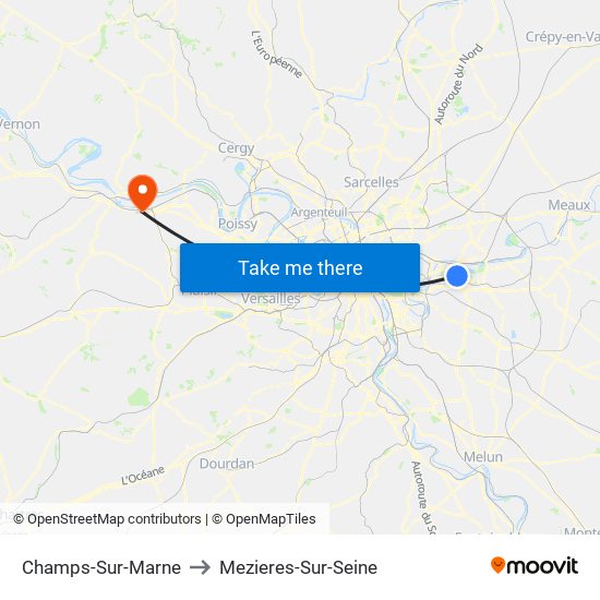 Champs-Sur-Marne to Mezieres-Sur-Seine map