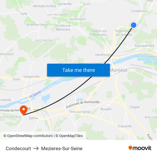 Condecourt to Mezieres-Sur-Seine map