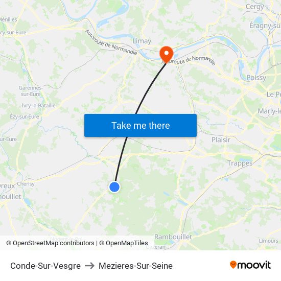 Conde-Sur-Vesgre to Mezieres-Sur-Seine map